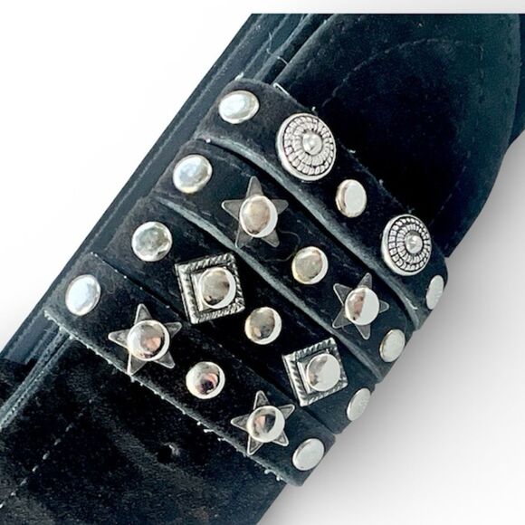 Express Y2K Wide Black Suede Leather Studded Belt Western Womens Size M main image 6